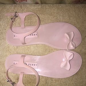 Katy Perry Gel Pvc Pink Bow Ankle Strap Sandals Shoes